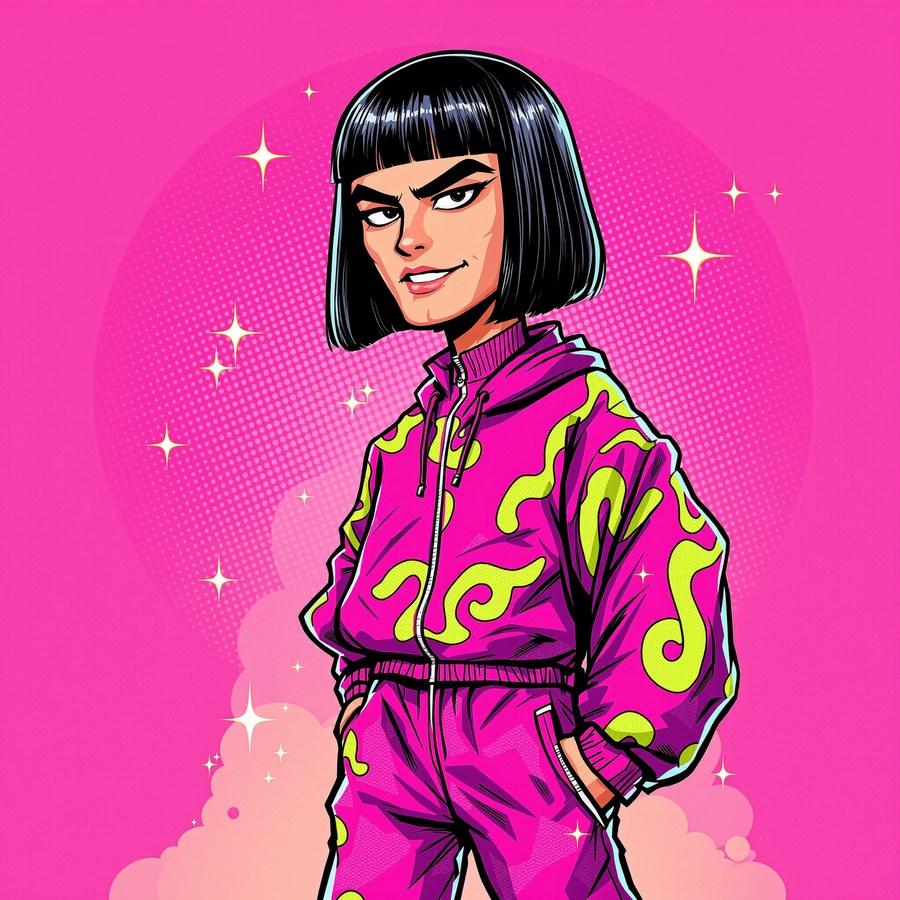 Cornelius Cummings fan illustration — bob and magenta tracksuit